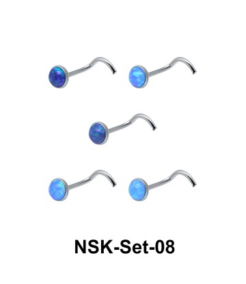 5 Silver Nose Stud Sets NSK-SET-08